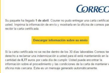 Nueva oleada de falsos emails de Correos en Durangaldea con un virus que bloquea tus archivos