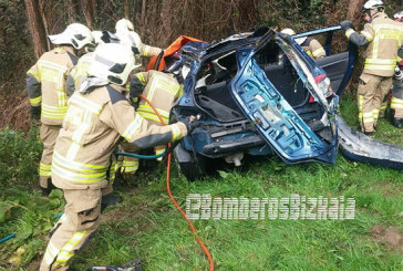 Un hombre resulta herido en Autzagane tras caer 30 metros y chocar con un árbol con su coche