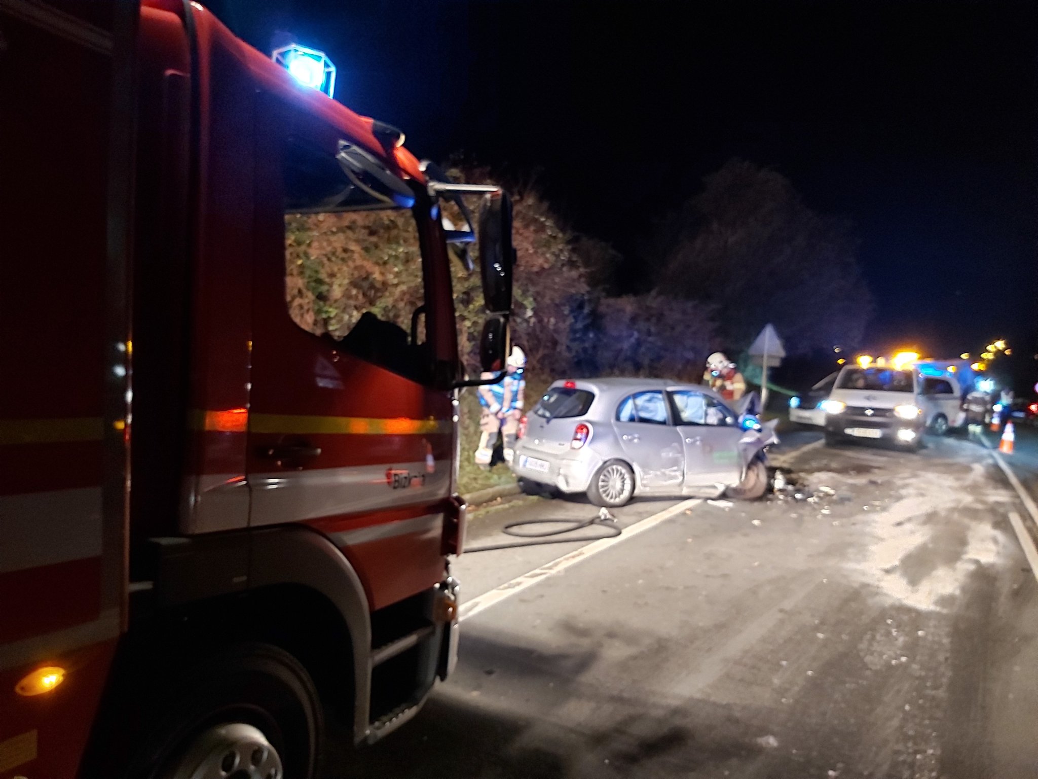 Cinco personas heridas en una colisión frontal en la N-634 a su paso por Amorebieta