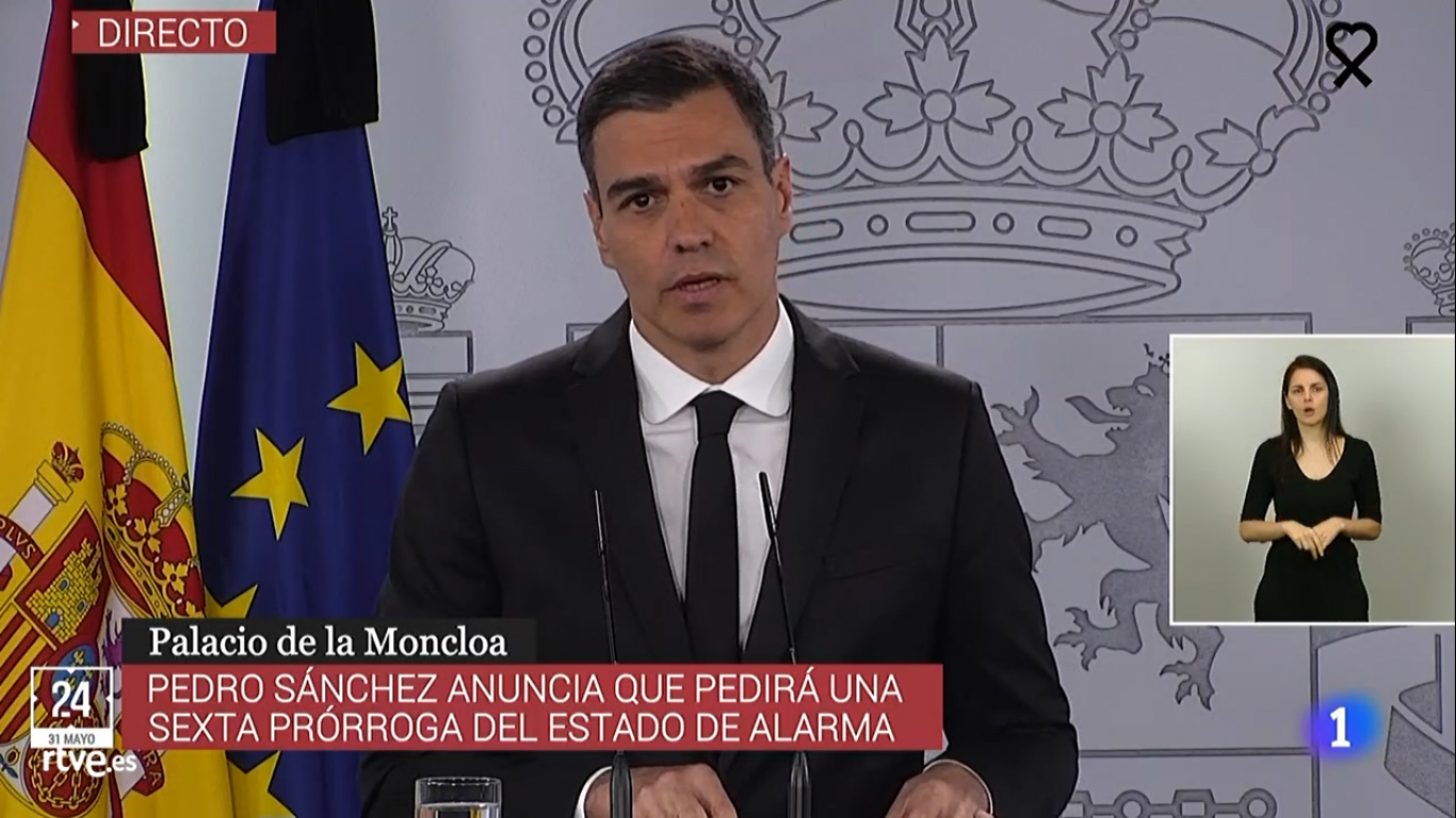 Pedro Sánchez pedirá la última prórroga del Estado de Alarma, que se extenderá hasta el 21 de junio