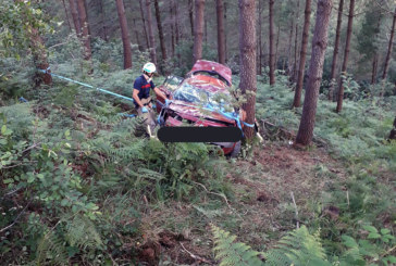 Un hombre resulta herido <br />tras caer con su vehículo <br />por una pista forestal de Iurreta