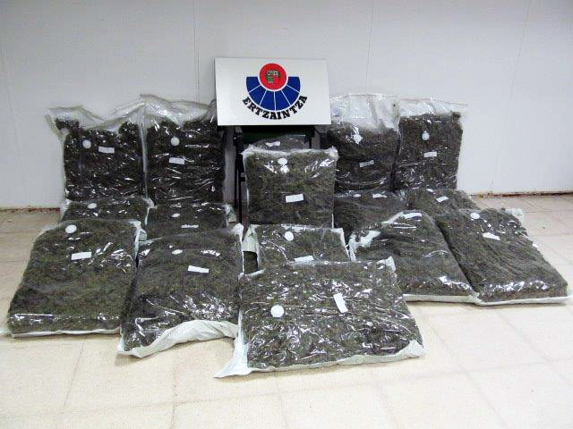 La Ertzaintza intercepta en Abadiño un cargamento de marihuana e identifica a un hombre de 45 años