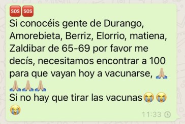 Osakidetza alerta de un mensaje falso sobre gente voluntaria para vacunarse en Durangaldea