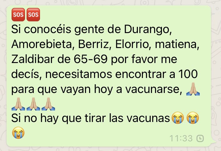 Osakidetza alerta de un mensaje falso sobre gente voluntaria para vacunarse en Durangaldea