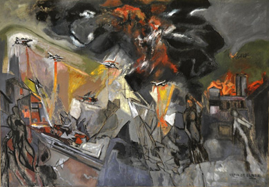 Una exposición de óleos plasma el horror de los bombardeos de Durango y Gernika