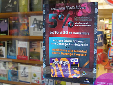 Las compras con la Durango Txartela tendrán un descuento del 5% hasta fin de mes