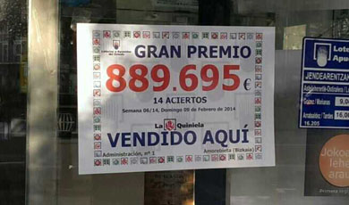 Sellan en Amorebieta una quiniela de 890.000 euros