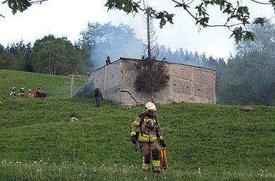 Un aparatoso incendio destroza el tejado de una chabola abandonada en Durango