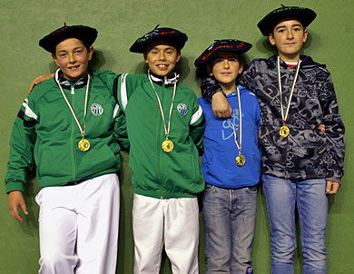 Destacado triunfo de jóvenes pelotaris zaldibartarras