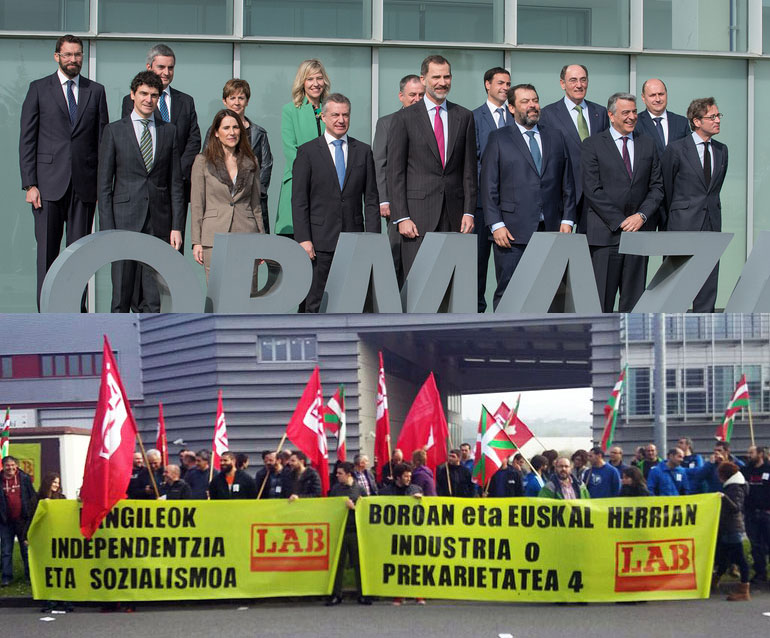 Protestas por la presencia del Rey Felipe VI en el aniversario de la empresa Velatia de Amorebieta