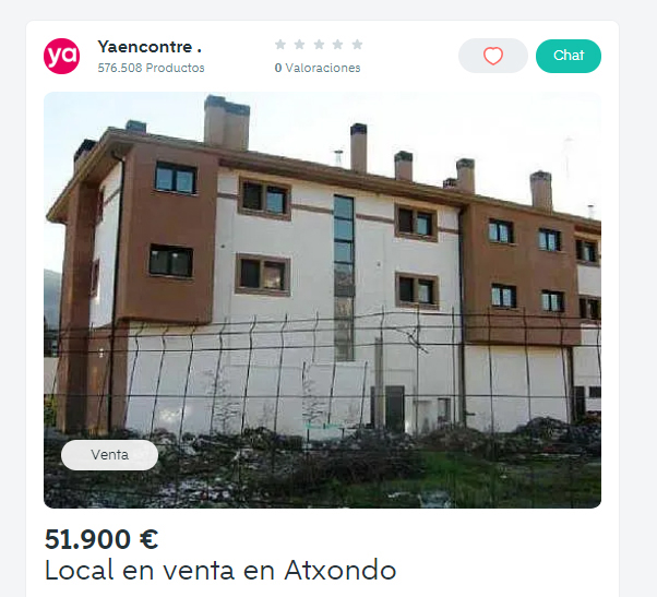 Aparece publicado un anuncio para la venta de un local en Atxondo que no puede ser escriturado