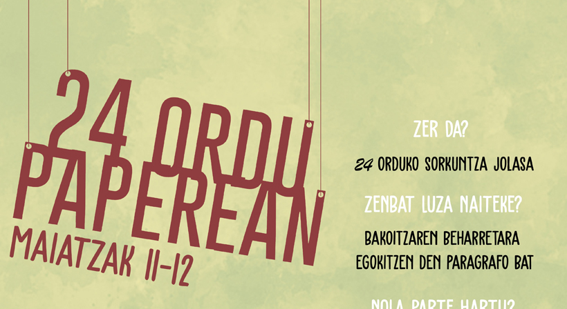 ‘24 ordu paperean’ lehiaketaren bigarren edizioa antolatu du Sorginola gaztetxeak