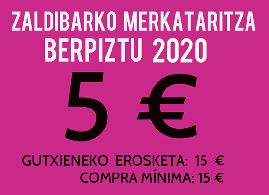 Zaldibarko Udalak bost euroko bonoak doan banatuko ditu <br/>herriko merkataritza berpizteko