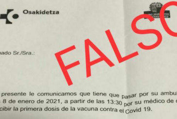 Osakidetza alerta de “cartas falsas” para administrar la vacuna