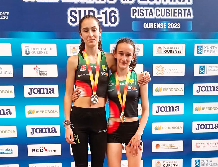 Laia Cariñanos e Ixone Sánchez, <br/>oro y plata en los Campeonatos de España sub-16 en pista cubierta