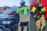 Los bomberos rescatan a un hombre y a su mascota de un accidente en la AP-8 a la altura de Amorebieta