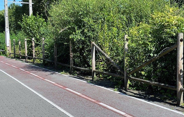 Roban barandillas de madera del bidegorri de Astola Bidea