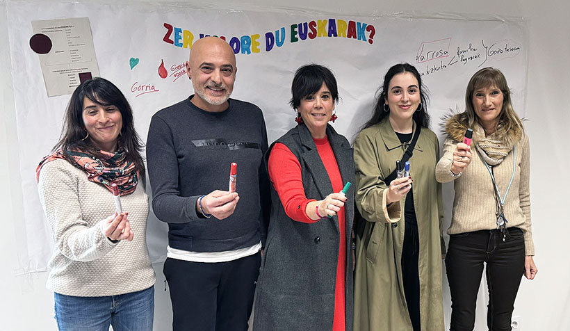Durangok euskararen inguruko hausnarketara gonbidatzen du mural parte-hartzaileekin
