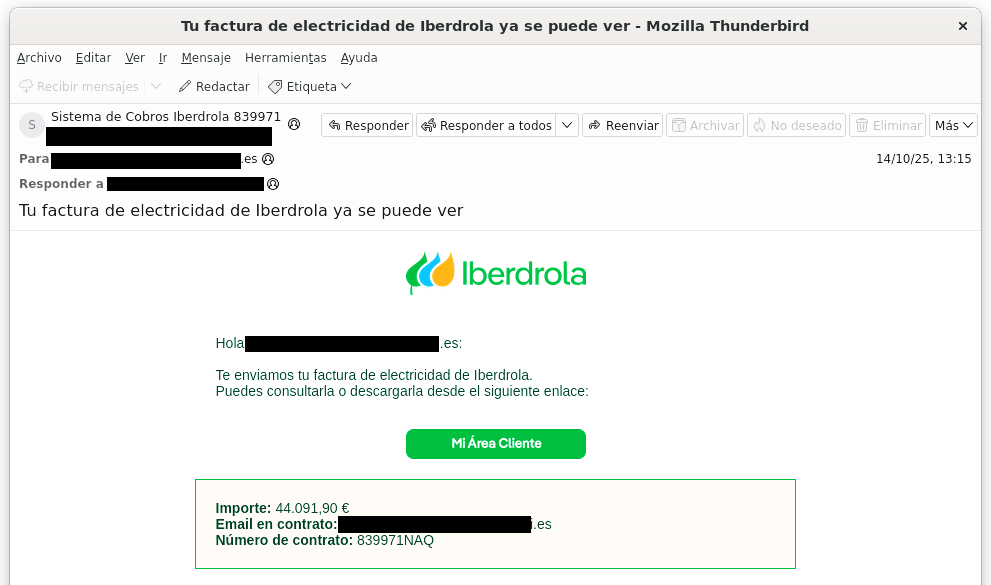 Denuncian una campaña de phishing que suplanta a Iberdrola para robar información bancaria